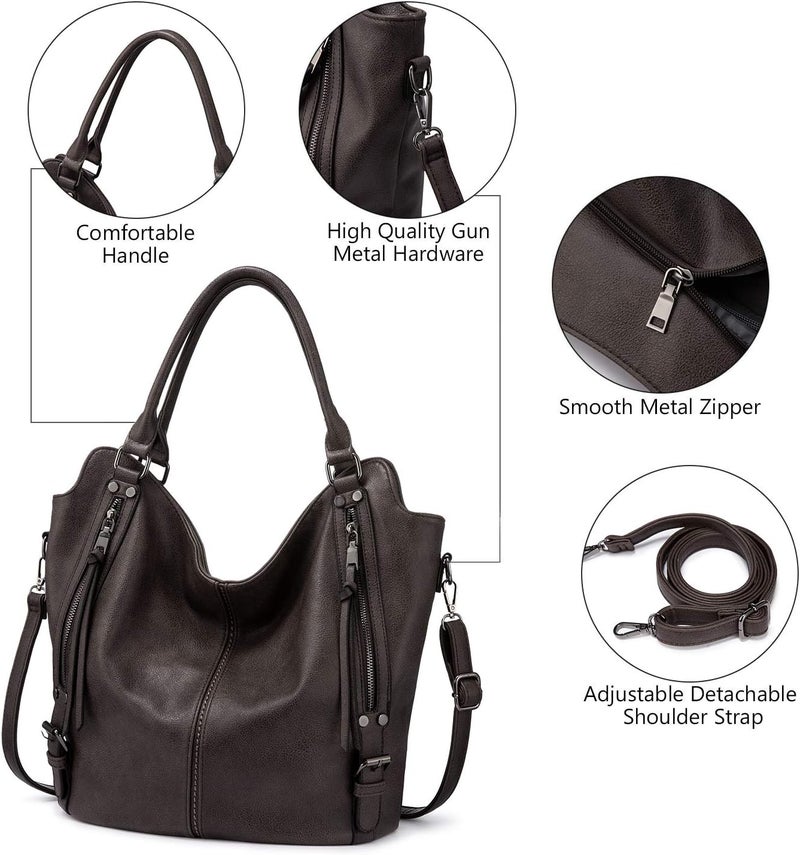 Realer Tote Bag for Women PU Leather Shoulder Bags Fashion Hobo Bags Large Purse and Handbags with Adjustable Shoulder Strap - Image 2